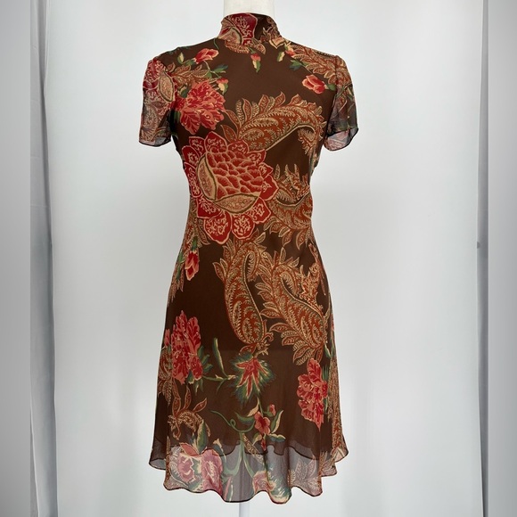 Ralph Lauren Collection Vintage 90s Runway Mini Dress Silk Slip Chinese Qipao 4 - Picture 5 of 16